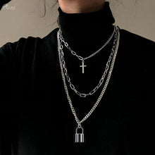Lade das Bild in den Galerie-Viewer, AOMU 2020 Fashion Multilayer Hip Hop Long Chain Necklace For Women Men Jewelry Gifts Key Cross Pendant Necklace Accessories
