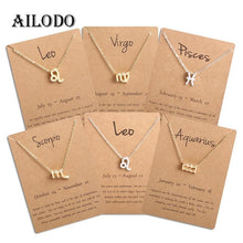 Lade das Bild in den Galerie-Viewer, Ailodo Men Women 12 Horoscope Zodiac Sign Gold Pendant Necklace Aries Leo 12 Constellations Jewelry Kids Christmas Gifts 19NOV91