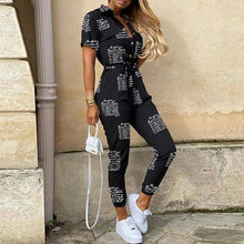 Lade das Bild in den Galerie-Viewer, Women Casual solid color Jumpsuit 2020 Summer Deep V Neck Button Shirt Overalls Short Sleeve Office Lady One Piece Romper Belt