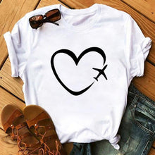 Lade das Bild in den Galerie-Viewer, Female T-shirt Romantic Heart Shaped Flowers Vogue Kawaii Harajuku T-Shirt Women Summer Casual Tshirts Korean Style Graphic Tops