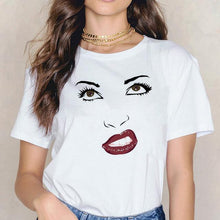 Lade das Bild in den Galerie-Viewer, 2020 New Shirts Women Princess Makeup Art Pink Eyelashes Print Vogue Top Female T-shirt Summer Harajuku Streetwear Short Clothes