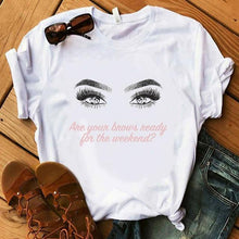 Lade das Bild in den Galerie-Viewer, 2020 New Shirts Women Princess Makeup Art Pink Eyelashes Print Vogue Top Female T-shirt Summer Harajuku Streetwear Short Clothes