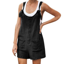 Lade das Bild in den Galerie-Viewer, Women Rompers Summer Casual Loose Sleeveless Jumpsuit Solid Button Pocket Suspenders Bib Short Pants Wide Leg Playsuits Overalls