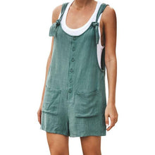 Lade das Bild in den Galerie-Viewer, Women Rompers Summer Casual Loose Sleeveless Jumpsuit Solid Button Pocket Suspenders Bib Short Pants Wide Leg Playsuits Overalls