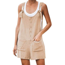 Lade das Bild in den Galerie-Viewer, Women Rompers Summer Casual Loose Sleeveless Jumpsuit Solid Button Pocket Suspenders Bib Short Pants Wide Leg Playsuits Overalls