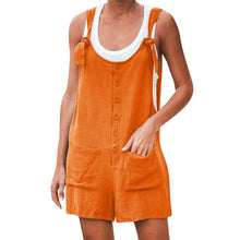 Lade das Bild in den Galerie-Viewer, Women Rompers Summer Casual Loose Sleeveless Jumpsuit Solid Button Pocket Suspenders Bib Short Pants Wide Leg Playsuits Overalls