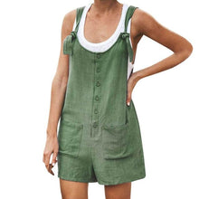 Lade das Bild in den Galerie-Viewer, Women Rompers Summer Casual Loose Sleeveless Jumpsuit Solid Button Pocket Suspenders Bib Short Pants Wide Leg Playsuits Overalls