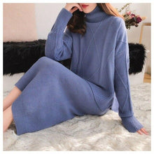Lade das Bild in den Galerie-Viewer, New Woman Winter Knitted Suits Casual Female Two-pieces Set Solid Turtleneck Loose Sweater + Vest Dress Suit for Lady Warm
