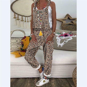 Trendy Backless Harem Jumpsuit Leopard Print Jumpsuit Women Long Rompers Sexy Club Casual Overalls Long Pants