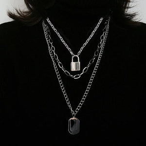 AOMU 2020 Fashion Multilayer Hip Hop Long Chain Necklace For Women Men Jewelry Gifts Key Cross Pendant Necklace Accessories