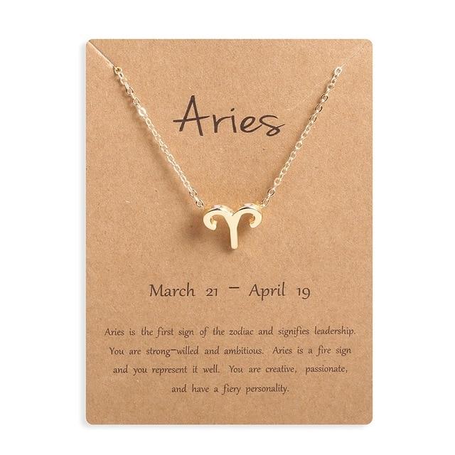 Ailodo Men Women 12 Horoscope Zodiac Sign Gold Pendant Necklace Aries Leo 12 Constellations Jewelry Kids Christmas Gifts 19NOV91