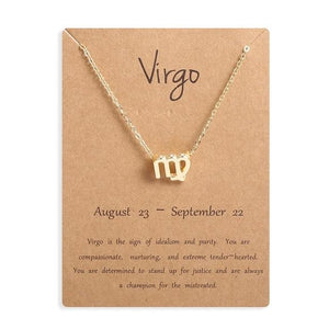 Ailodo Men Women 12 Horoscope Zodiac Sign Gold Pendant Necklace Aries Leo 12 Constellations Jewelry Kids Christmas Gifts 19NOV91