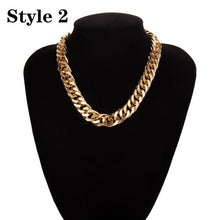 Lade das Bild in den Galerie-Viewer, Punk Miami Cuban Choker Necklace Collar Statement Hip Hop Big Chunky Aluminum Gold Color Thick Chain Necklace Women Jewelry
