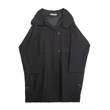 Lade das Bild in den Galerie-Viewer, [EAM] Loose Fit Black Vent Split Joint Big Size Long Jacket New Hooded Long Sleeve Women Coat Fashion Tide Spring 2020 1S662
