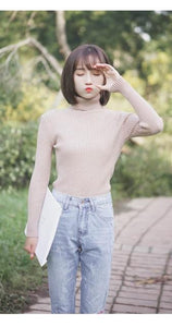GUMPRUN Winter Women Knitted Turtleneck Sweater 2020 Fall Casual Slim Sweaters Pullover Womens Long Sleeve Elasticity Sweater
