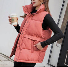 Lade das Bild in den Galerie-Viewer, Brieuces Women&#39;s Korean Style Solid Sleeveless Winter Keep Warm Winter Vest Coat Single Women Breasted Loose Thick Fashion Vest

