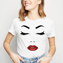 Lade das Bild in den Galerie-Viewer, 2020 New Shirts Women Princess Makeup Art Pink Eyelashes Print Vogue Top Female T-shirt Summer Harajuku Streetwear Short Clothes
