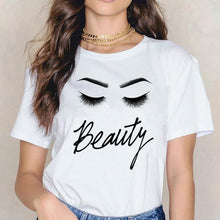 Lade das Bild in den Galerie-Viewer, 2020 New Shirts Women Princess Makeup Art Pink Eyelashes Print Vogue Top Female T-shirt Summer Harajuku Streetwear Short Clothes
