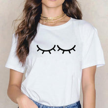 Lade das Bild in den Galerie-Viewer, 2020 New Shirts Women Princess Makeup Art Pink Eyelashes Print Vogue Top Female T-shirt Summer Harajuku Streetwear Short Clothes
