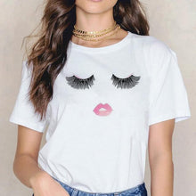 Lade das Bild in den Galerie-Viewer, 2020 New Shirts Women Princess Makeup Art Pink Eyelashes Print Vogue Top Female T-shirt Summer Harajuku Streetwear Short Clothes
