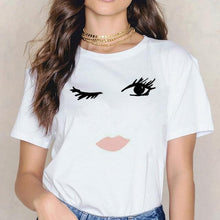 Lade das Bild in den Galerie-Viewer, 2020 New Shirts Women Princess Makeup Art Pink Eyelashes Print Vogue Top Female T-shirt Summer Harajuku Streetwear Short Clothes

