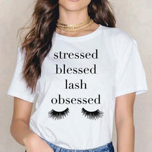 Lade das Bild in den Galerie-Viewer, 2020 New Shirts Women Princess Makeup Art Pink Eyelashes Print Vogue Top Female T-shirt Summer Harajuku Streetwear Short Clothes
