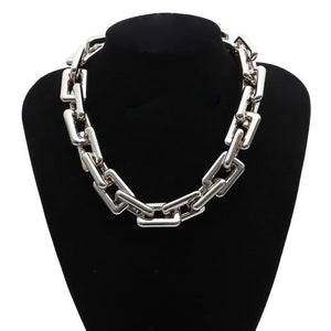 Punk Miami Cuban Choker Necklace Collar Statement Hip Hop Big Chunky Aluminum Gold Color Thick Chain Necklace Women Jewelry