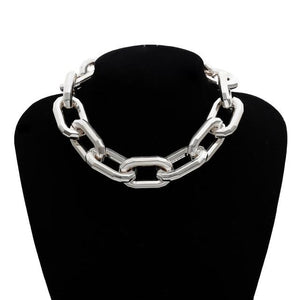 Punk Miami Cuban Choker Necklace Collar Statement Hip Hop Big Chunky Aluminum Gold Color Thick Chain Necklace Women Jewelry