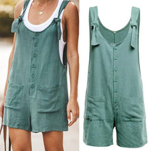 Lade das Bild in den Galerie-Viewer, Women Rompers Summer Casual Loose Sleeveless Jumpsuit Solid Button Pocket Suspenders Bib Short Pants Wide Leg Playsuits Overalls
