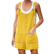 Lade das Bild in den Galerie-Viewer, Women Rompers Summer Casual Loose Sleeveless Jumpsuit Solid Button Pocket Suspenders Bib Short Pants Wide Leg Playsuits Overalls
