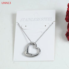 Lade das Bild in den Galerie-Viewer, Fashion  Women Men Silver Color Gold Stainless Steel Hollow Heart Lock Key Round UNO 50 Jewelry Neckalce

