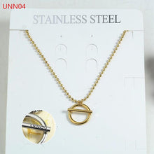 Lade das Bild in den Galerie-Viewer, Fashion  Women Men Silver Color Gold Stainless Steel Hollow Heart Lock Key Round UNO 50 Jewelry Neckalce
