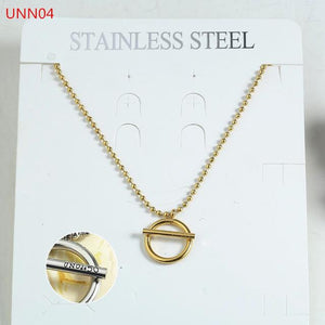 Fashion  Women Men Silver Color Gold Stainless Steel Hollow Heart Lock Key Round UNO 50 Jewelry Neckalce
