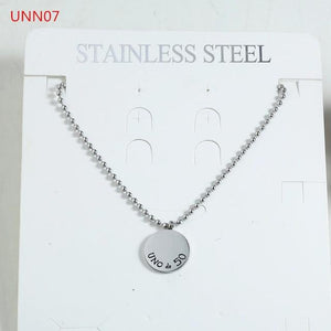 Fashion  Women Men Silver Color Gold Stainless Steel Hollow Heart Lock Key Round UNO 50 Jewelry Neckalce