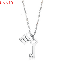 Lade das Bild in den Galerie-Viewer, Fashion  Women Men Silver Color Gold Stainless Steel Hollow Heart Lock Key Round UNO 50 Jewelry Neckalce
