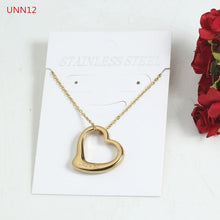 Lade das Bild in den Galerie-Viewer, Fashion  Women Men Silver Color Gold Stainless Steel Hollow Heart Lock Key Round UNO 50 Jewelry Neckalce
