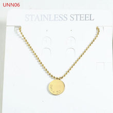 Lade das Bild in den Galerie-Viewer, Fashion  Women Men Silver Color Gold Stainless Steel Hollow Heart Lock Key Round UNO 50 Jewelry Neckalce
