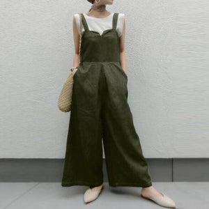 ZANZEA Stylish Summer Women Jumpsuits Casual Wide Leg Overalls Solid Rompers Female Elegant Work Playsuits Plus Size Suspenders