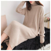 Lade das Bild in den Galerie-Viewer, New Woman Winter Knitted Suits Casual Female Two-pieces Set Solid Turtleneck Loose Sweater + Vest Dress Suit for Lady Warm
